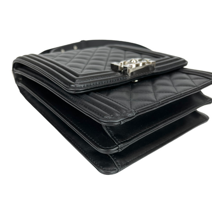 Vertical North South Boy Flap Bag in Black SHW