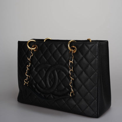 Chanel Grand Shopping Tote Black GST Bag in Caviar Leather with Gold Hardware from 2012