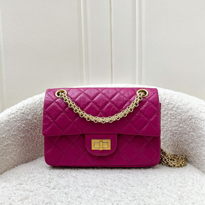 Chanel Classic 2.55 Reissue Mini Flap in Pink Distressed Calfskin and AGHW
