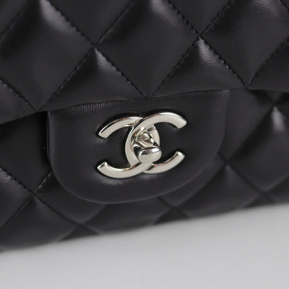 Jumbo Double Flap in Black Lambskin with SHW