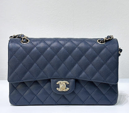 CHANEL Caviar Quilted Medium Double Flap 18B Navy