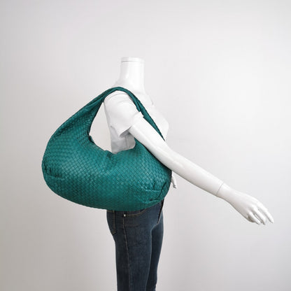 Bottega Veneta Belly Hobo Intrecciato Green Nappa Leather Large