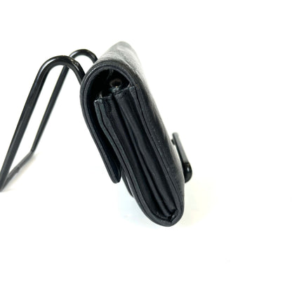 Camellia Lambskin Leather Wallet in Black