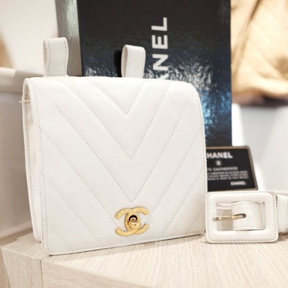 Chanel vintage v shape cowhide belt bag
