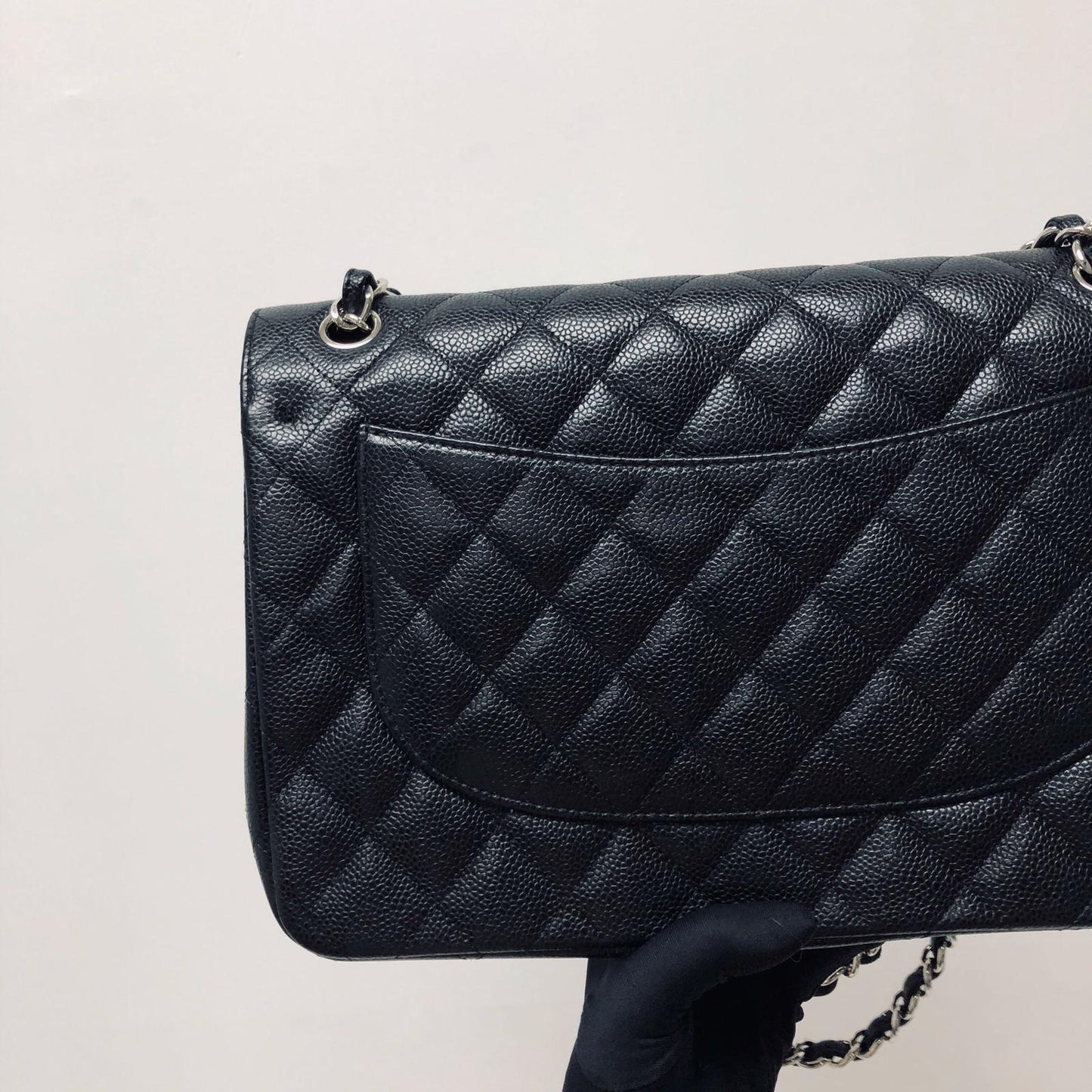 Classic Double Flap Jumbo Bag in Black Caviar with SHW