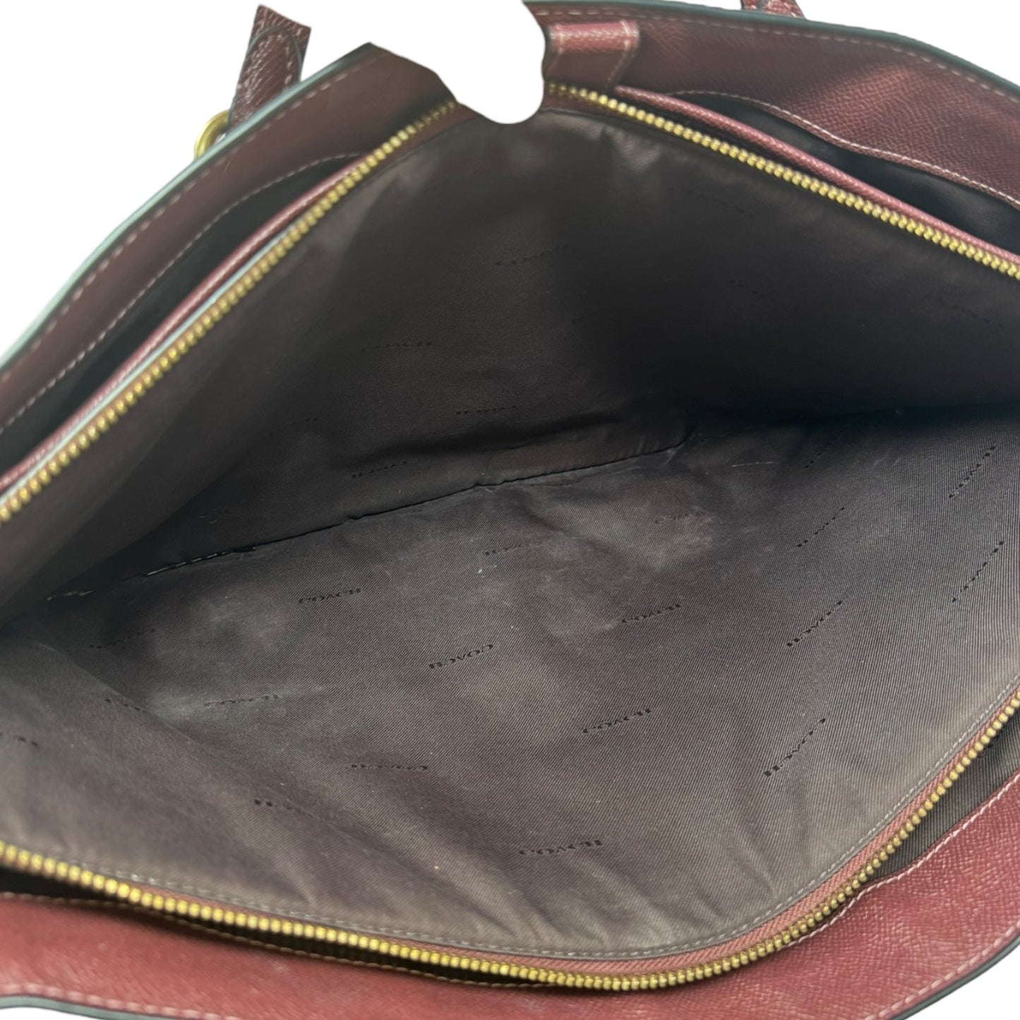 Folio Turnlock Tote Designer By Coach, Size: Large