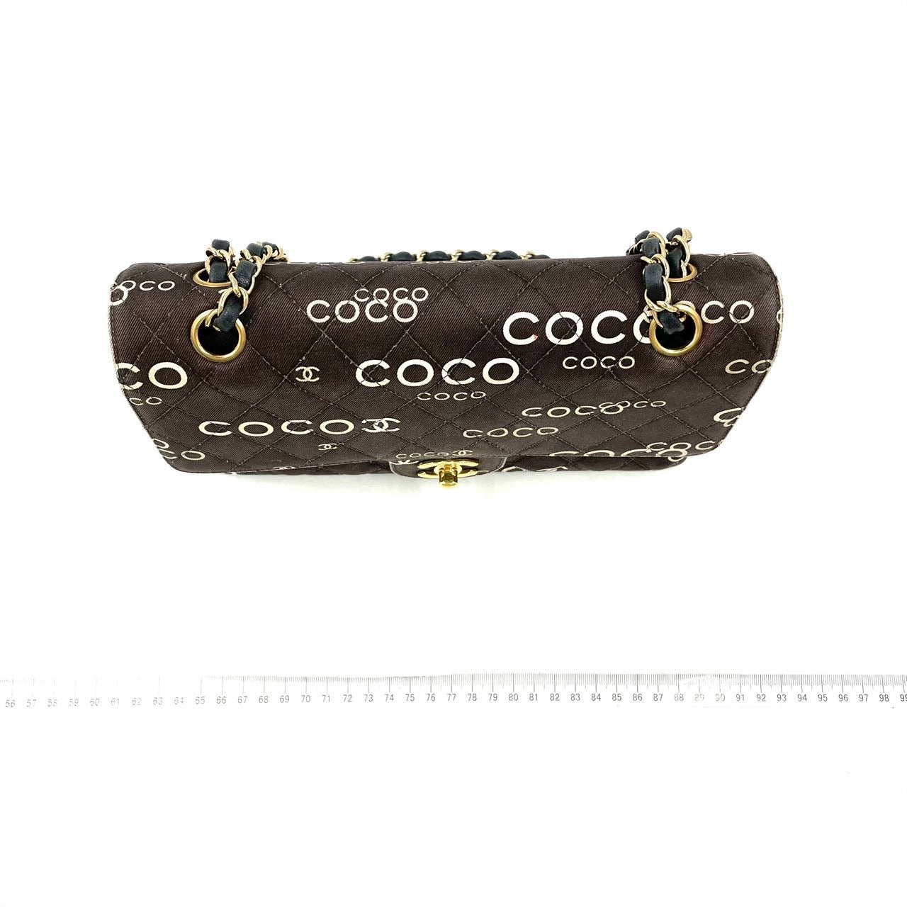 Chanel Classic Flap Diamond Stitch 2002 Black Denim with Coco Logo Prints 24k Gold Hardware