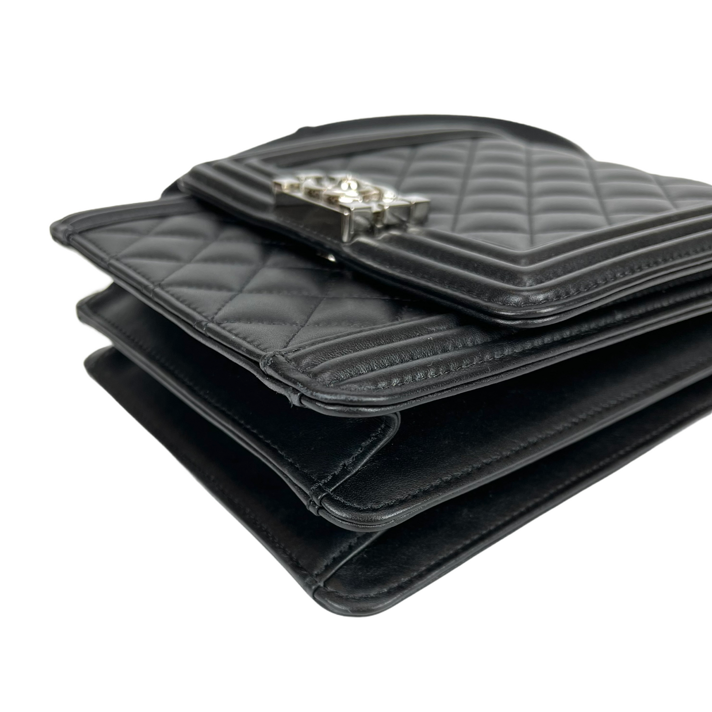 Vertical North South Boy Flap Bag in Black SHW