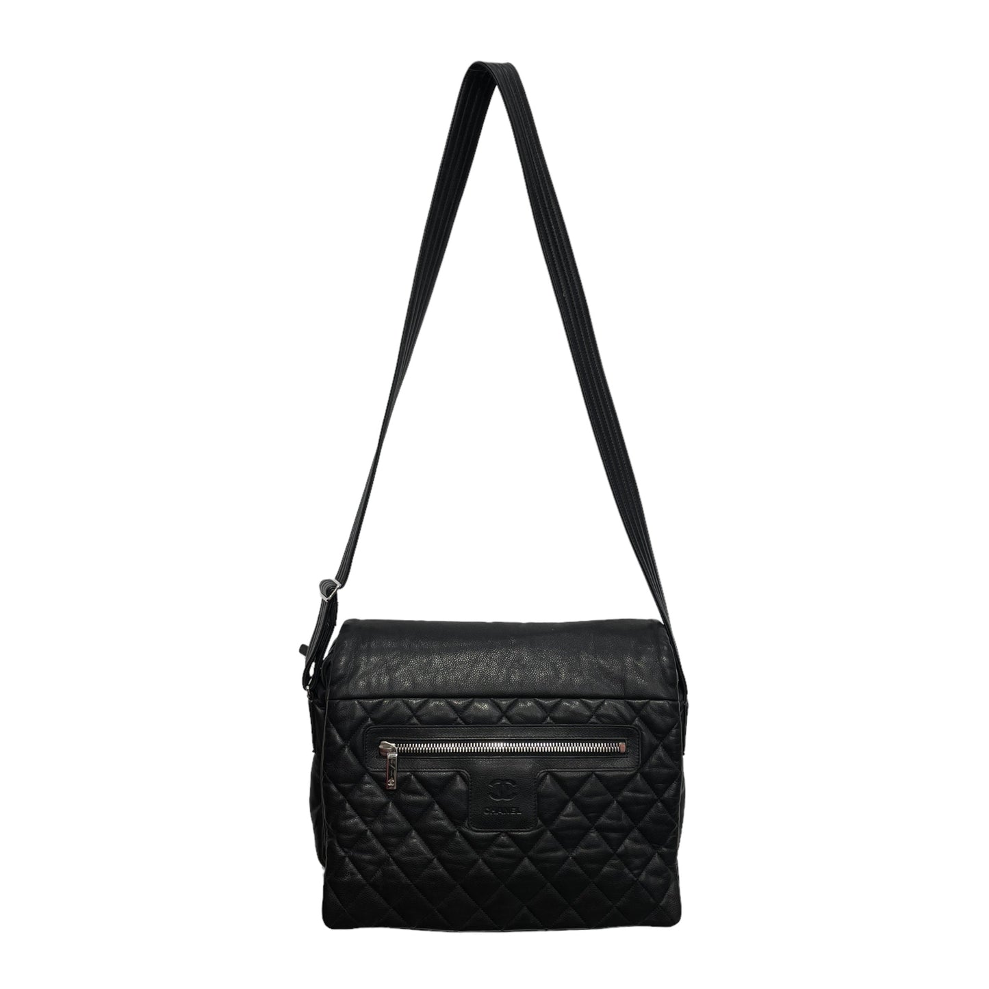 Chanel Cross Body Bag OS Leather BLK QUILTED MESSENGER