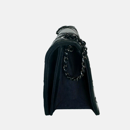 Chanel Lambskin Chevron Quilted Small Couture Flap Black Silver, 2016-2017