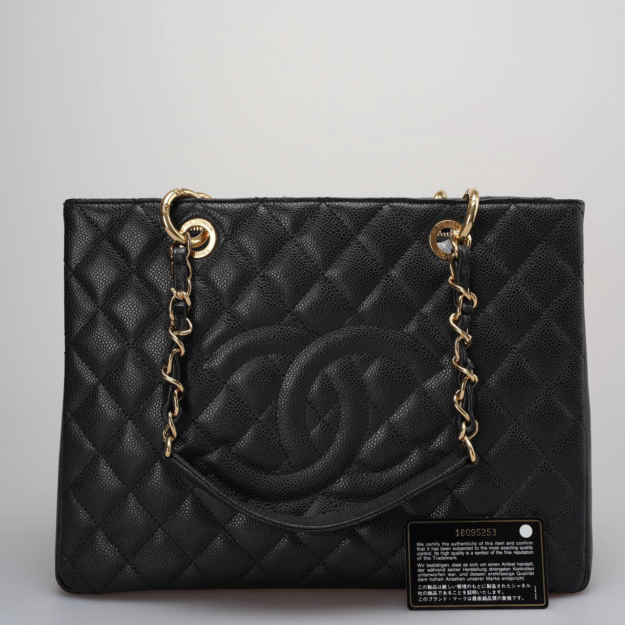 Chanel GST Black Bag in Cavier Leather with  Gold Hardware from 2014