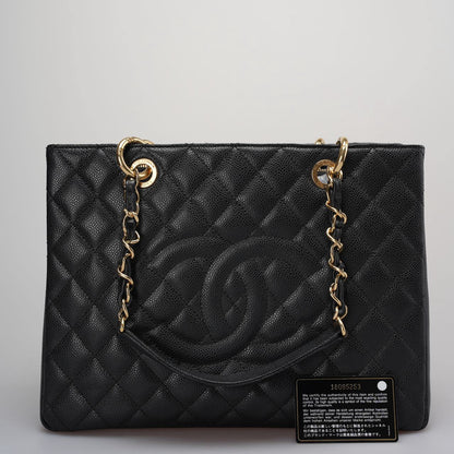 Chanel GST Black Bag in Cavier Leather with  Gold Hardware from 2014