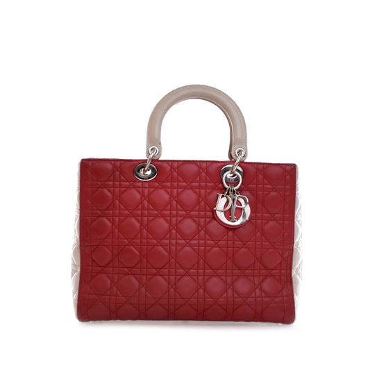 Large Bicolor Lambskin Cannage Lady Dior
