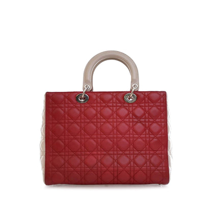 Large Bicolor Lambskin Cannage Lady Dior