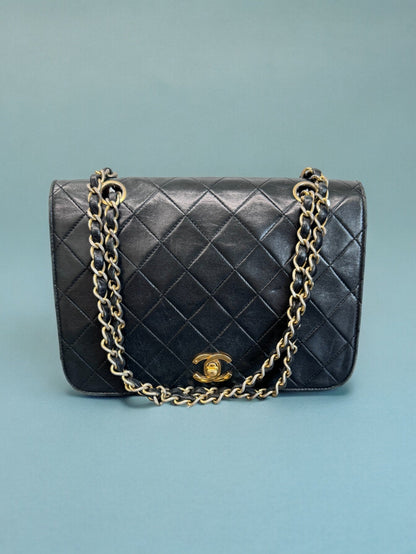 Chanel 24k Hardware Black Quilted Lambskin Single Flap