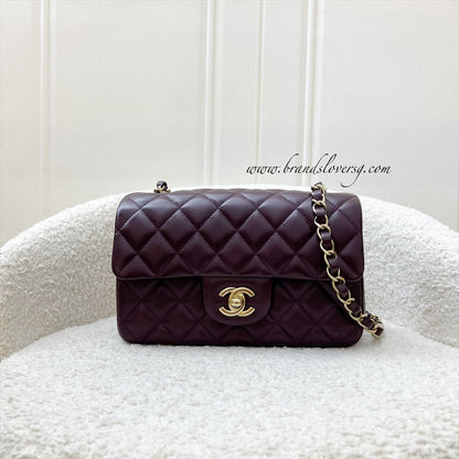 Chanel Classic Rectangle Mini Flap Bag in Burgundy Lambskin and LGHW