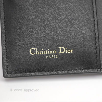 Christian Dior Caro Dahlia Wallet Black Calfskin Gold Hardware