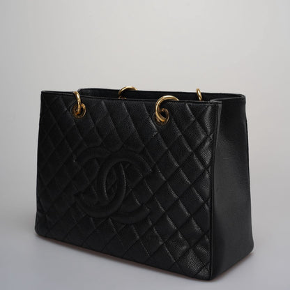 Chanel Medium Grand Shopping Tote Black GST Bag in caviar Leather with Gold Hardware from 2013