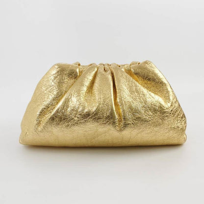 Bottega Veneta Pouch Large Metallic Gold Wrinkled Leather