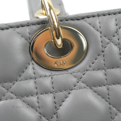 Christian Dior Lambskin My ABCDior Lady Dior Grey Gold Hardware