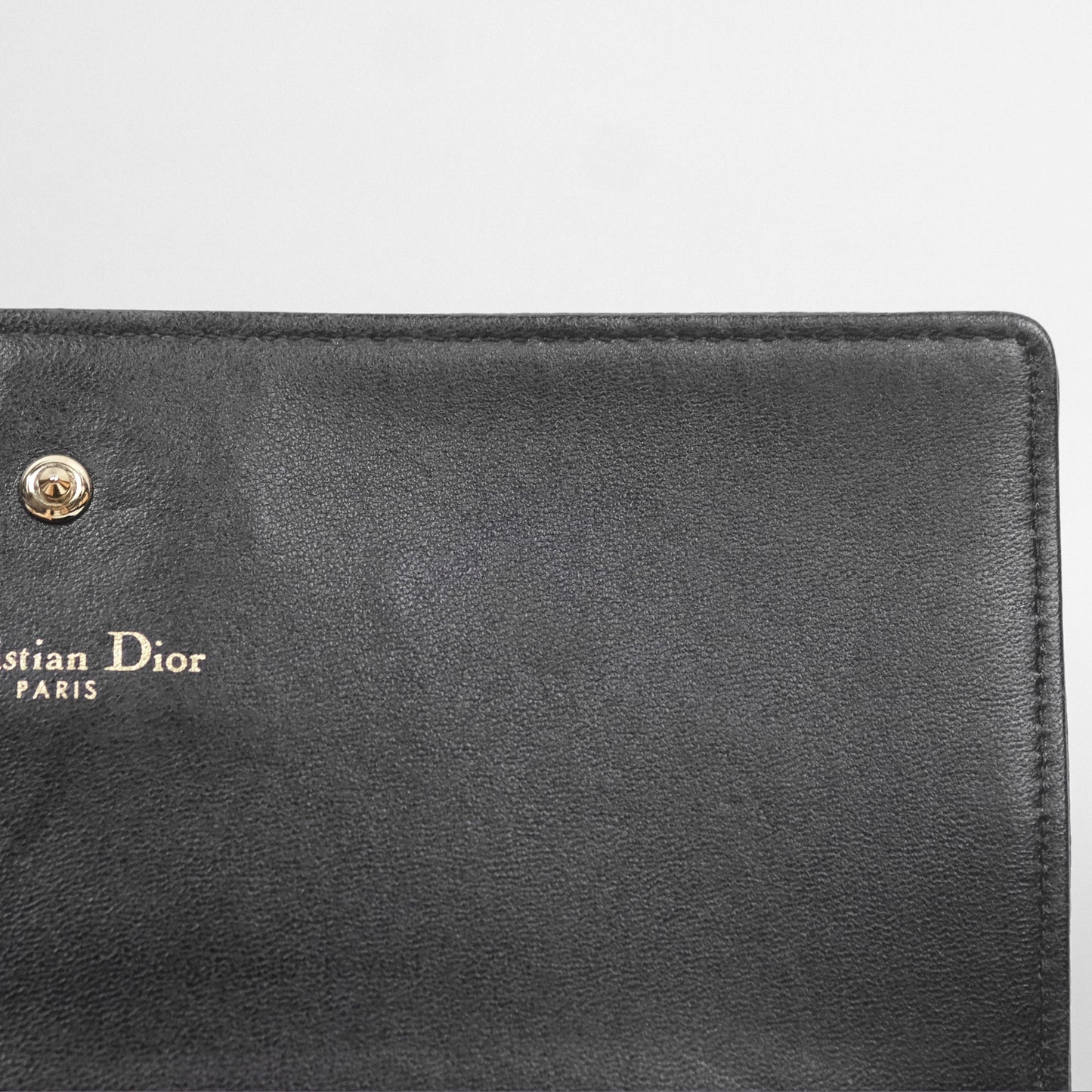 Christian Dior Diorama Croisiere Chain Wallet Black Grained Calfskin Gold Hardware