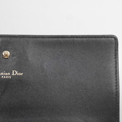 Christian Dior Diorama Croisiere Chain Wallet Black Grained Calfskin Gold Hardware