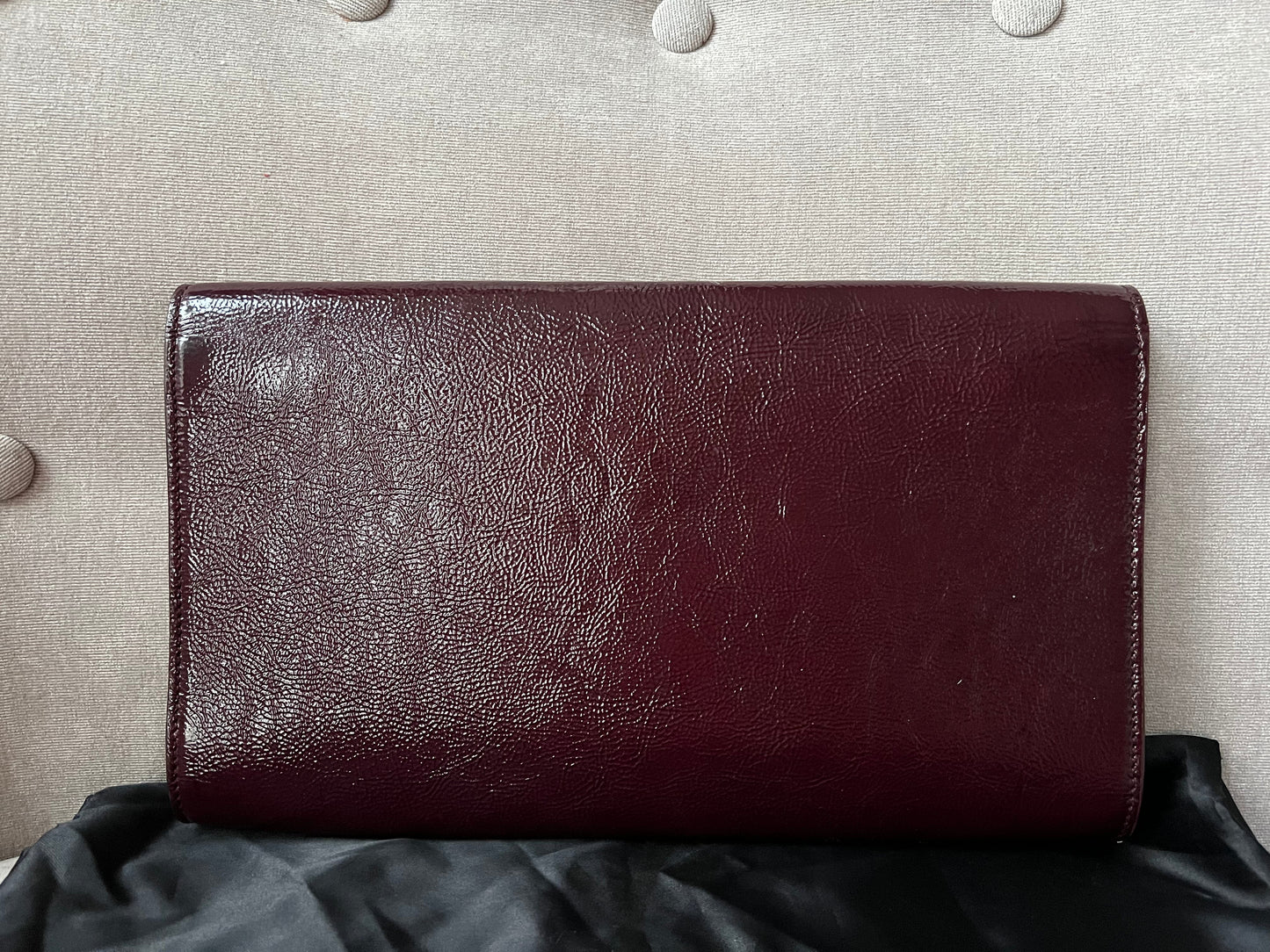 Yves Saint Laurent (YSL) Burgundy Patent Belle de Jour Clutch