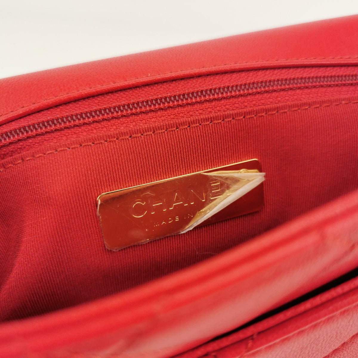 Chanel Chain Infinity Top Handle Caviar Leather Flap Satchel Red