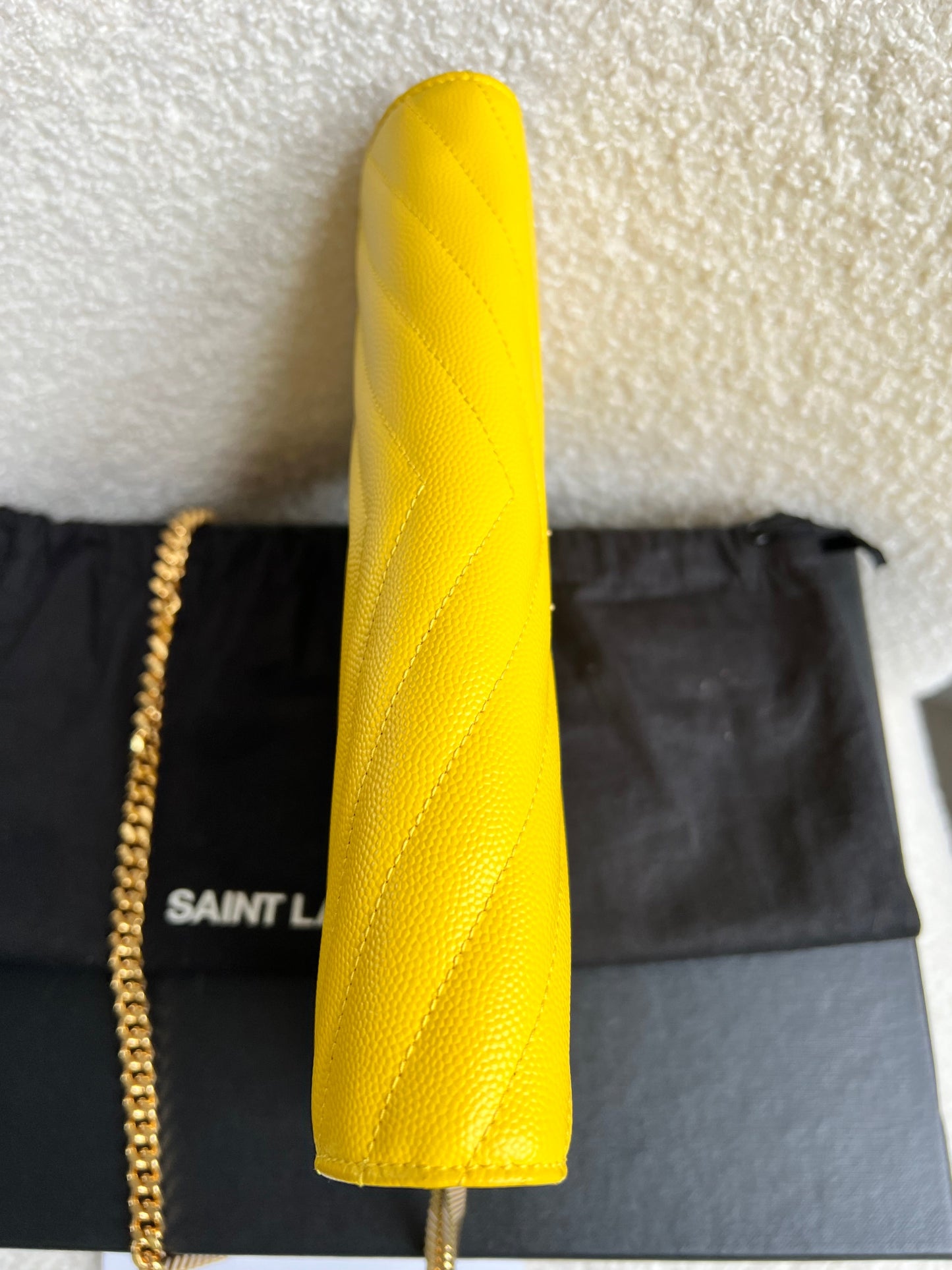 Yves Saint Laurent (YSL) Yellow Envelope Chain Wallet