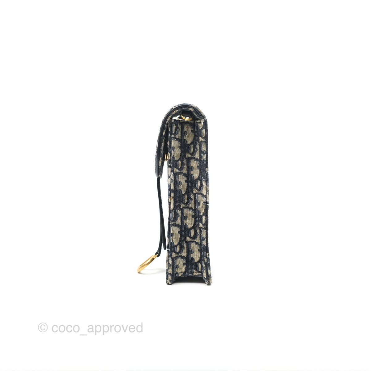 Dior Vertical Saddle Phone Holder Navy Oblique Canvas