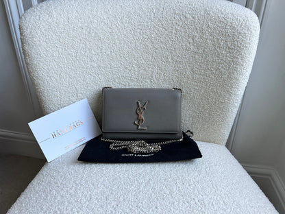 Yves Saint Laurent (YSL) Grey Small Kate with Silver Hardware