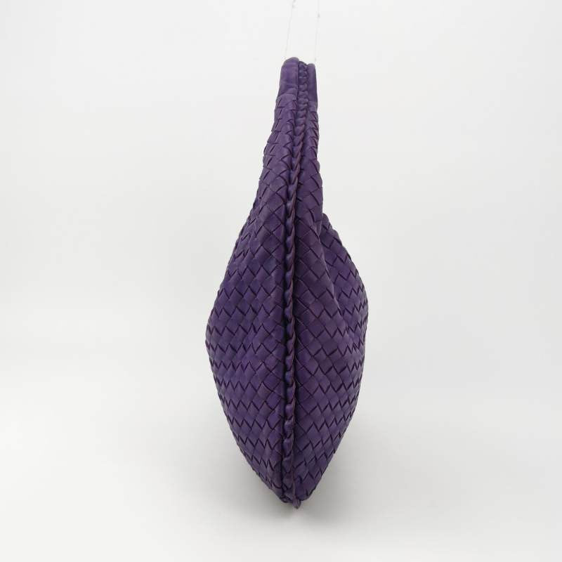 Bottega Veneta Veneta Hobo Medium Purple Intrecciato Leather Bag