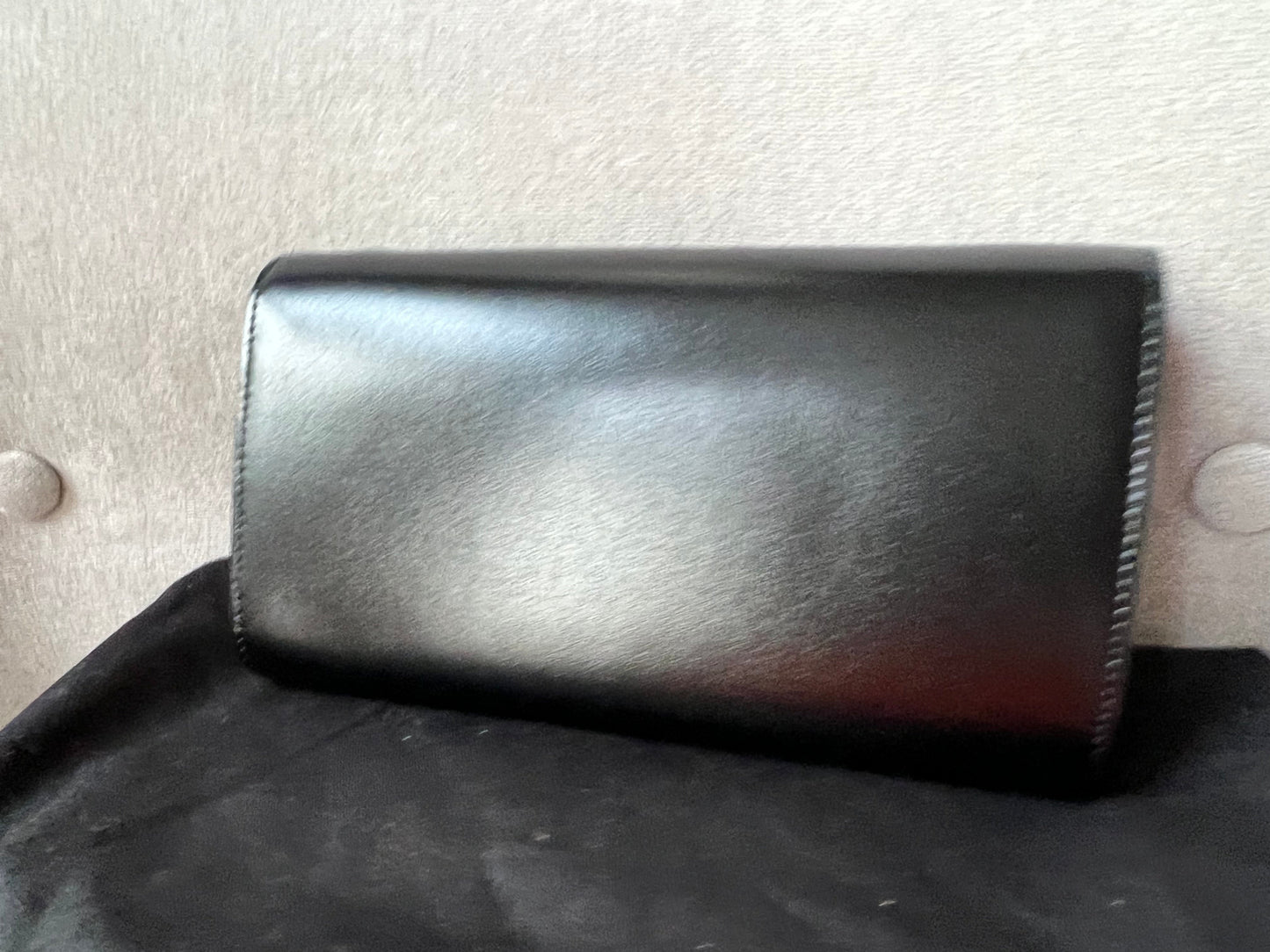 Yves Saint Laurent (YSL) Black Smooth Calfskin Mini Paris Chain Wallet