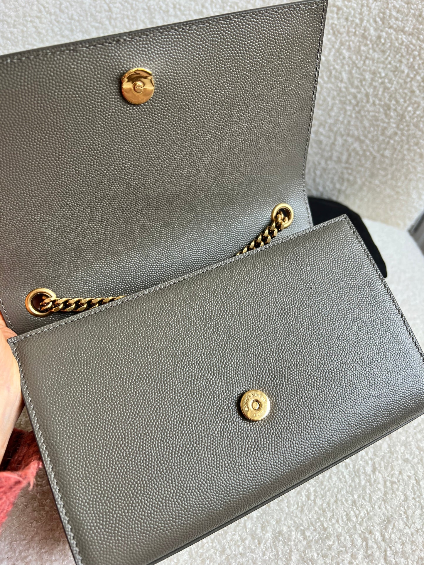 Yves Saint Laurent (YSL) Grey Small Kate with Gold Hardware