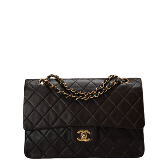 Chanel Vintage timeless Flap Bag in Chocolate Brown With Gold Hardware 24k Gold Hardware