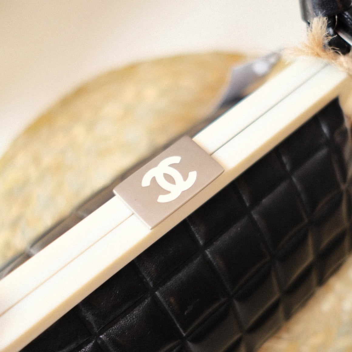Chanel vintage CC mask plate metal clasp top bag