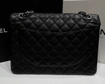 Chanel - sac classique maxi jumbo cuir caviar noir