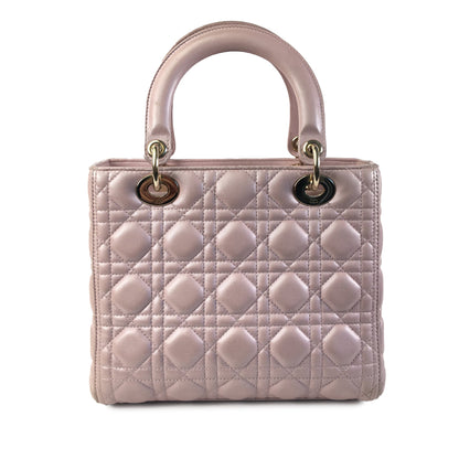Medium Pearlescent Lambskin Cannage Lady Dior