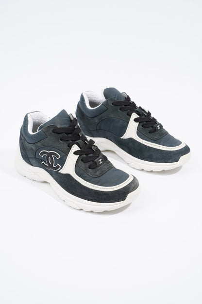 Chanel CC Logo Sneaker Navy   White Suede EU 36 UK 3