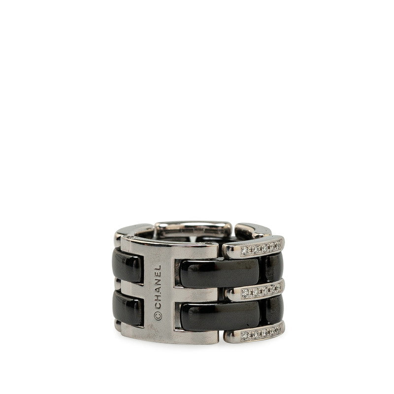Chanel 18k Gold Diamond & Ceramic Ring Metal Ring in Excellent condition