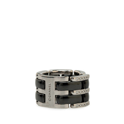 Chanel 18k Gold Diamond & Ceramic Ring Metal Ring in Excellent condition
