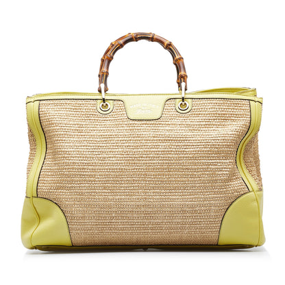 GUCCI Large Bamboo Raffia Satchel