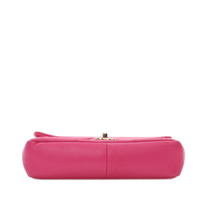 Pink Chanel Small Lambskin Elegant Chain Single Flap Satchel