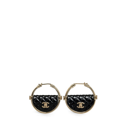 CHANEL Resin Quilted Flap Bag Hoop Earrings