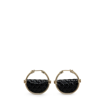 CHANEL Resin Quilted Flap Bag Hoop Earrings