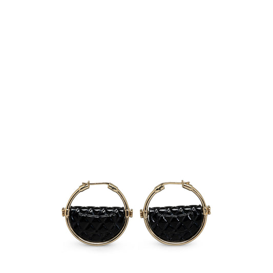 CHANEL Resin Quilted Flap Bag Hoop Earrings