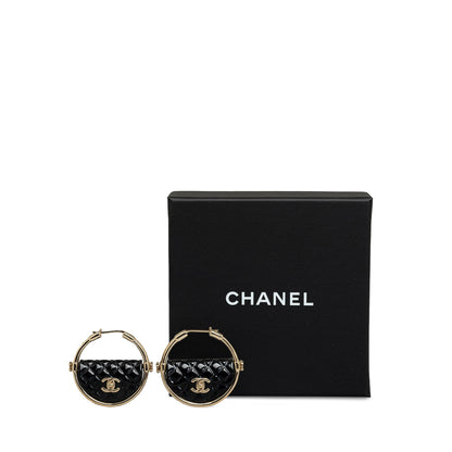 CHANEL Resin Quilted Flap Bag Hoop Earrings