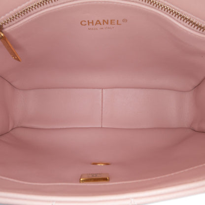 Pink Chanel CC Quilted Lambskin Embellished Chain Flap Crossbody Bag