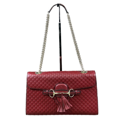 Gucci Emily Chain Flap Shoulder Bag - Red Micro Guccissima Leather (Medium)