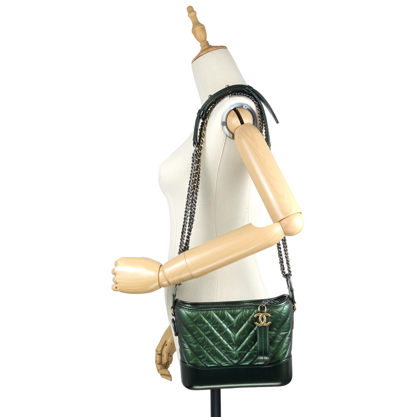 Gabrielle Small Chevron Metallic Leather Hobo Bag